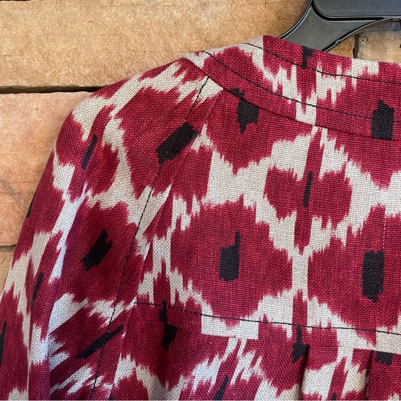 Michael Kors red tan linen 3/4 sleeve jacket Like New Medium - Picture 9 of 14